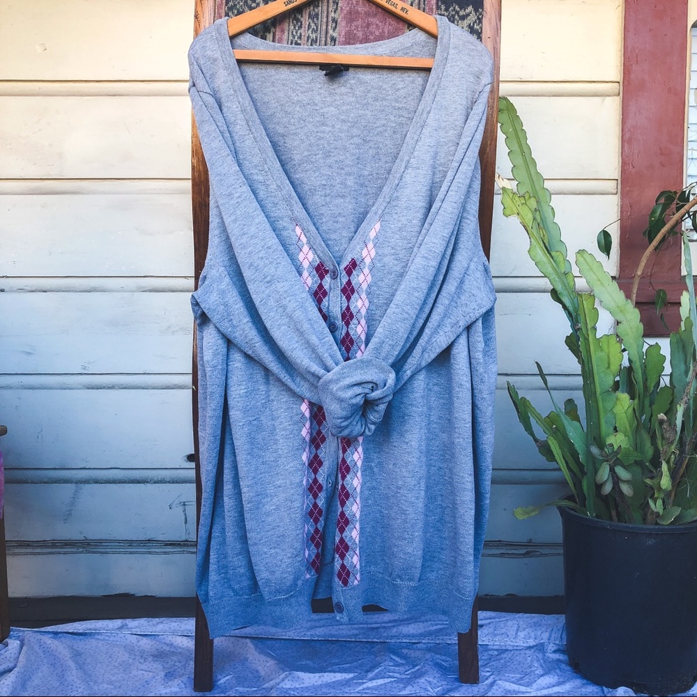 ellos Cardigan with Argyle Accents 4X